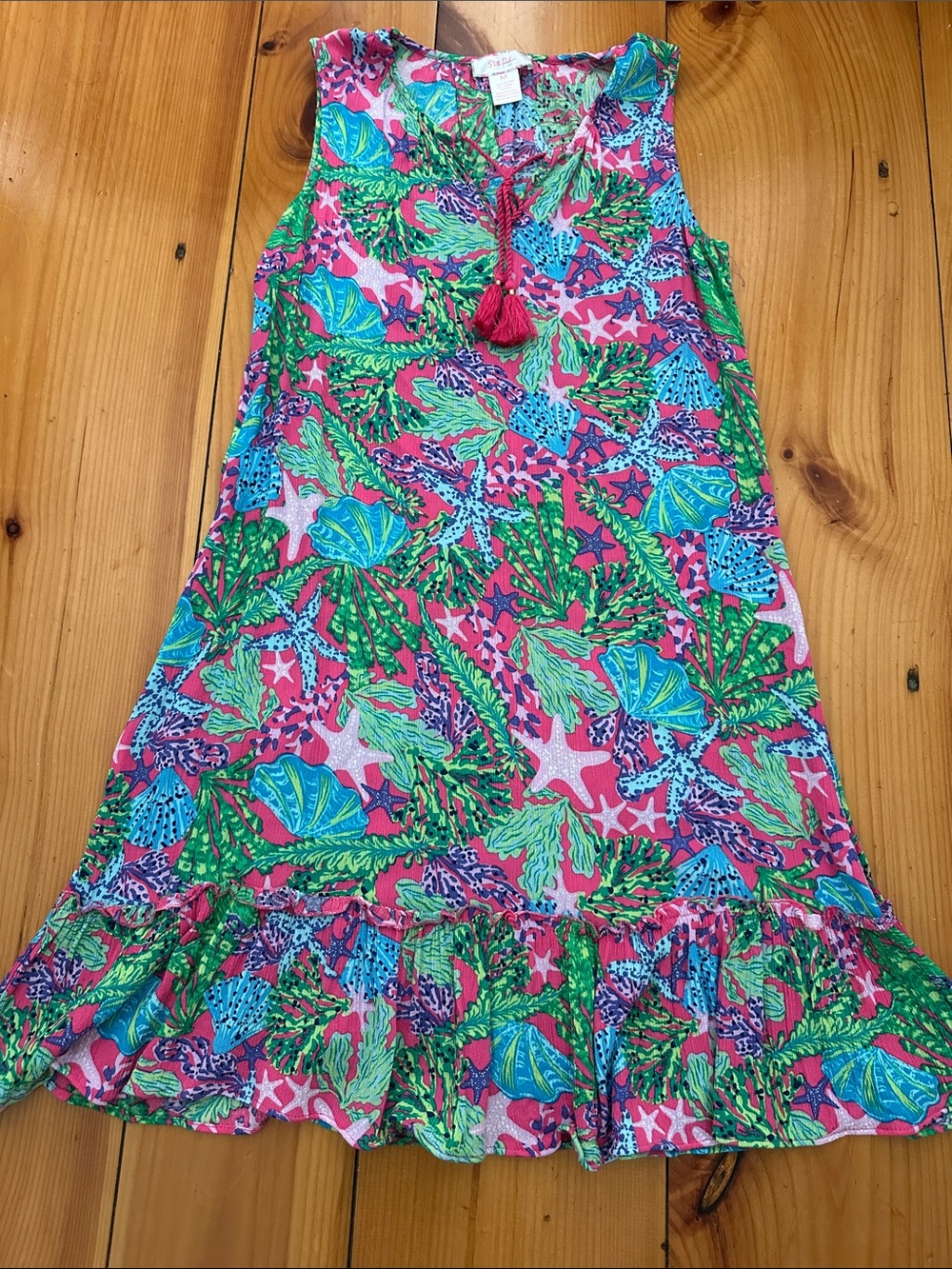 Stella Parker Pink, Green & Blue Tassel Shift Cover Up
